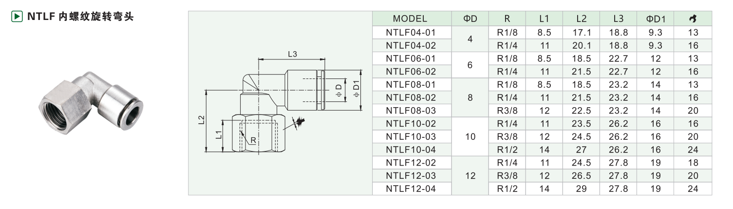 NTLF 内螺纹旋转弯头